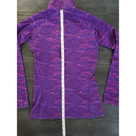 Nike Pro Combat Shirt Purple Dri Fit Fitted 1/4 Zip Thumb Holes Logo Women Sz S - Picture 3 of 15